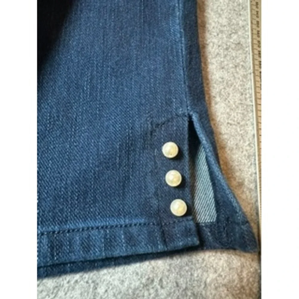 Belle by Kim Gravel Dark Wash Pull On Straight Leg Jeans Pearl Button Hem 4T